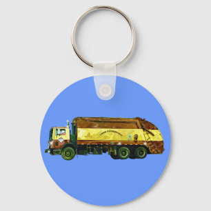 WASTE DISPOSAL GARBAGE TRUCK Art Keychain