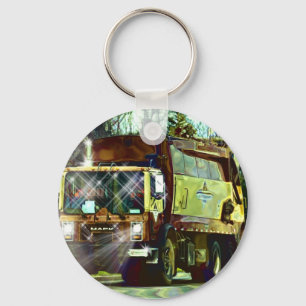 WASTE DISPOSAL GARBAGE TRUCK Art Keychain