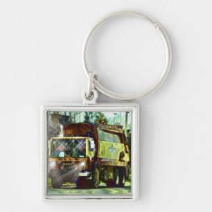 WASTE DISPOSAL GARBAGE TRUCK Art Keychain
