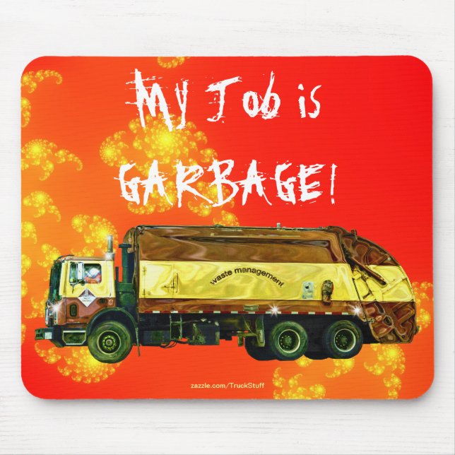 WASTE DISPOSAL GARBAGE TRUCK Funny Art Mousepad (Front)