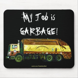 WASTE DISPOSAL GARBAGE TRUCK Funny Art Mousepad