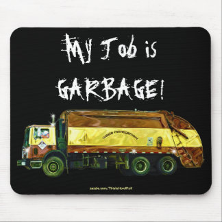 WASTE DISPOSAL GARBAGE TRUCK Funny Art Mousepad