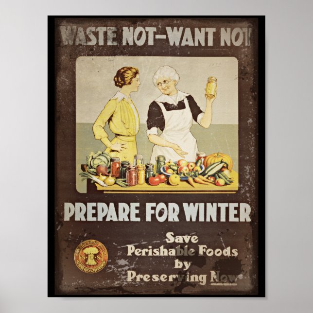 Waste Not Want Not - Mother and Daughter Canning Poster (Front)