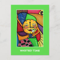 Wasted Time On Bright Green  - Time Pieces Postcard