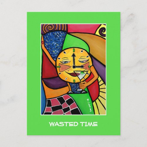 Wasted Time On Bright Green  - Time Pieces Postcard