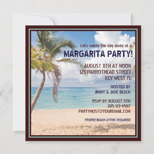 Wasting away a Day at a Margarita Party Invitation