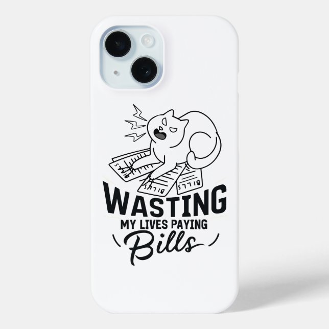 Wasting My Lives Funny Cat Design Case-Mate iPhone Case (Back)