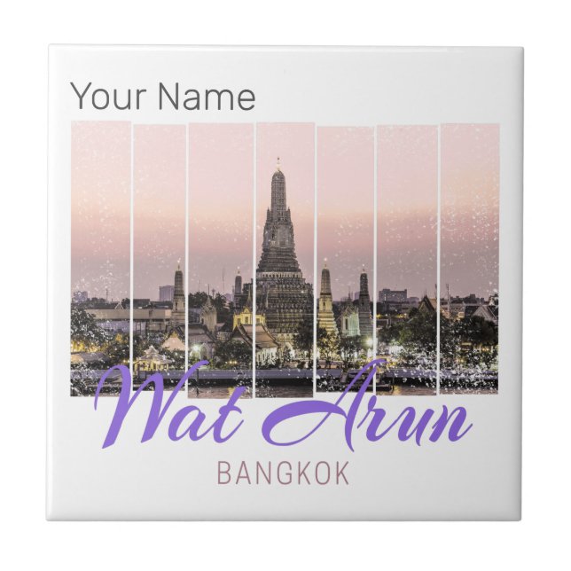 Wat Arun Temple Bangkok Thailand Sunset Souvenir Ceramic Tile (Front)