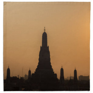 Wat Arun temple Silhouette Thailand Bangkok at sun Cloth Napkin