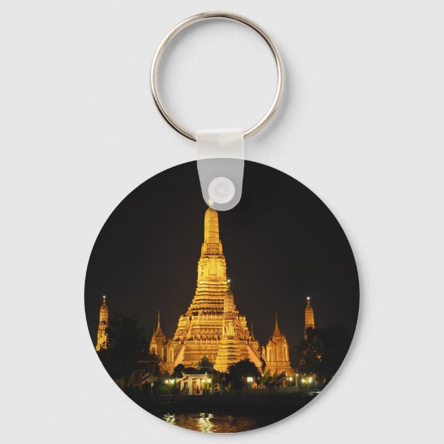 Wat Arun Temples in Bangkok at night Keychain (Front)