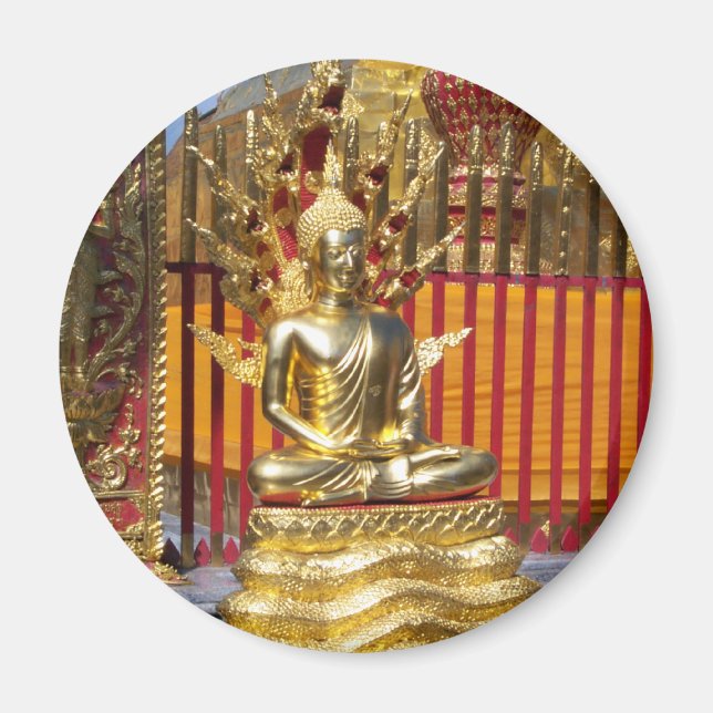 Wat Phrathat Doi Suthep Gold Buddha Magnet (Front)