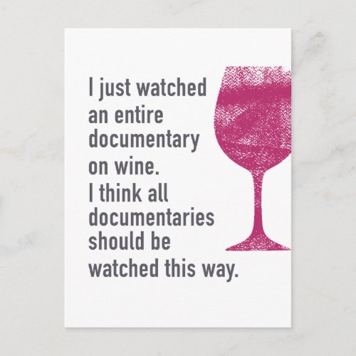 Watch a Documentary on Wine  the Only Way Postcard