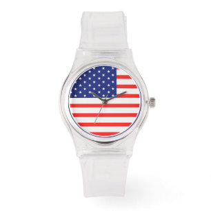 Watch American Flag USA Patriotic Clear Band Stars