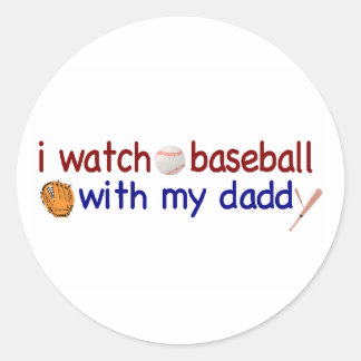 Watch Baseball with Daddy Classic Round Sticker