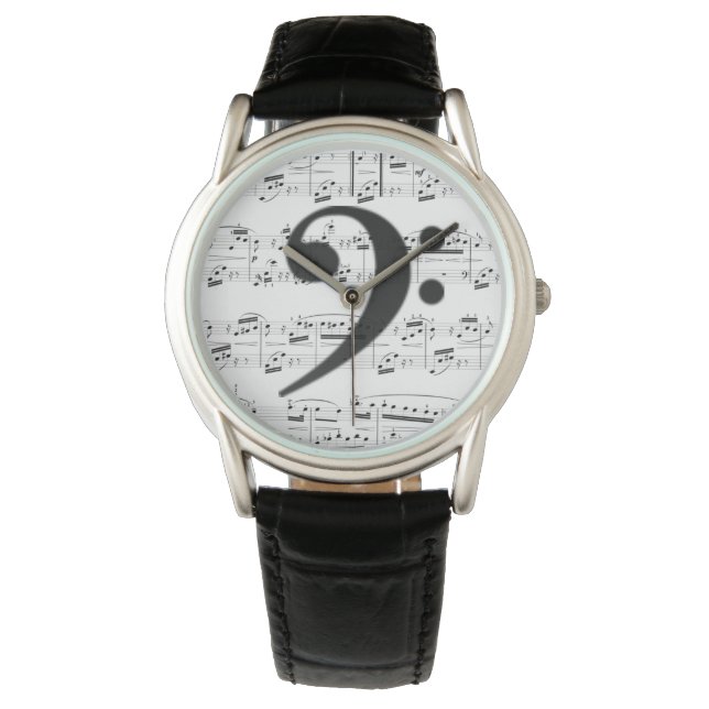 Watch - Bass clef with music - Choose your color (Front)