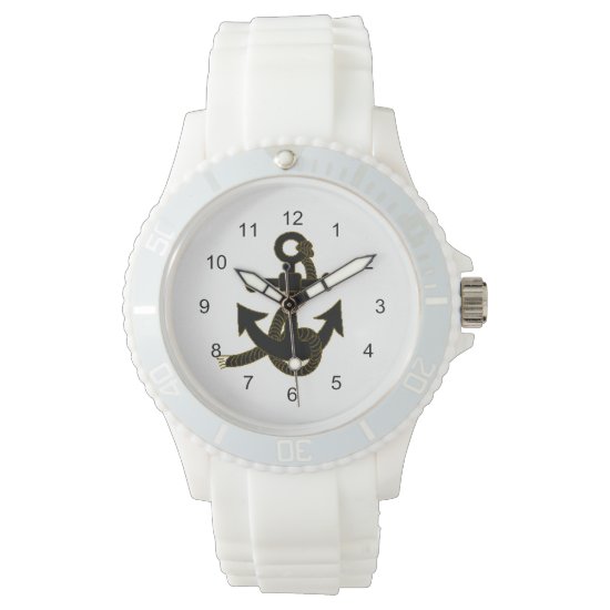 Watch - Black Anchor on  White