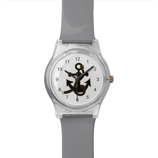 Watch – Black Anchor on White