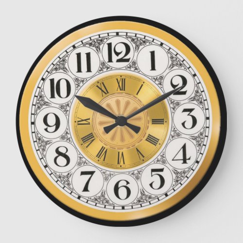 Watch face gold silver roman modern numeral deco large clock