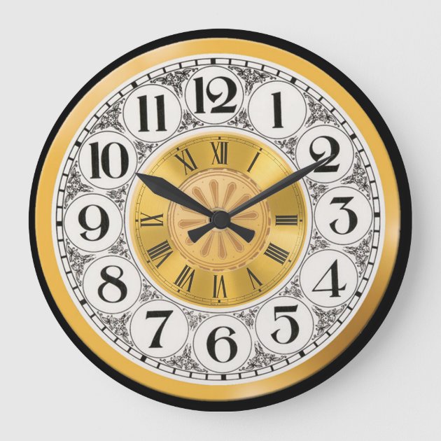 Watch face gold silver roman modern numeral deco large clock | Zazzle