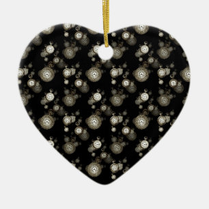 Watch faces print - steampunk patterned accessory ceramic ornament