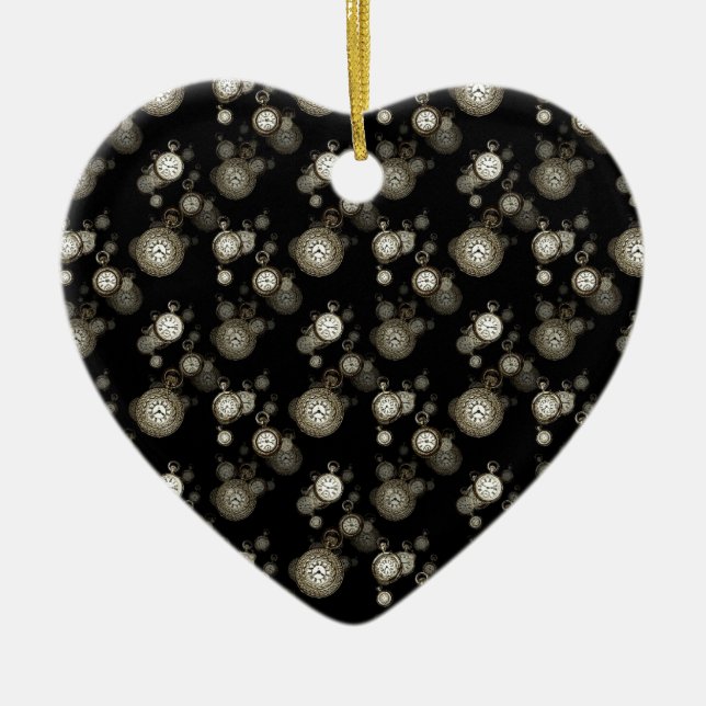 Watch faces print - steampunk patterned accessory ceramic ornament (Front)