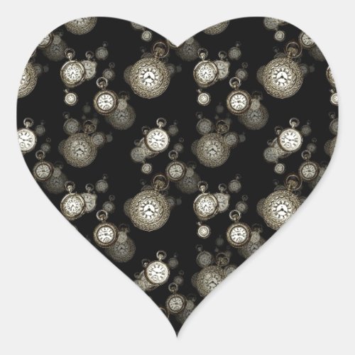 Watch faces print _ steampunk patterned accessory heart sticker