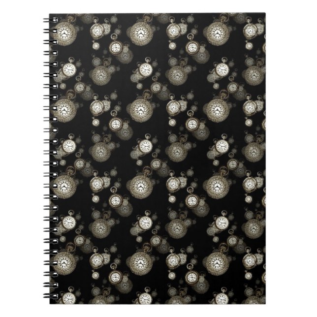 Watch faces print - steampunk patterned accessory notebook (Front)