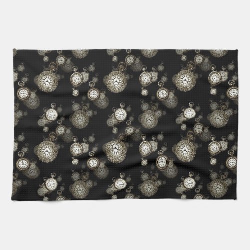 Watch faces print _ steampunk patterned accessory towel