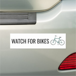 WATCH FOR BIKES Cute Green Bicycle Car Magnet
