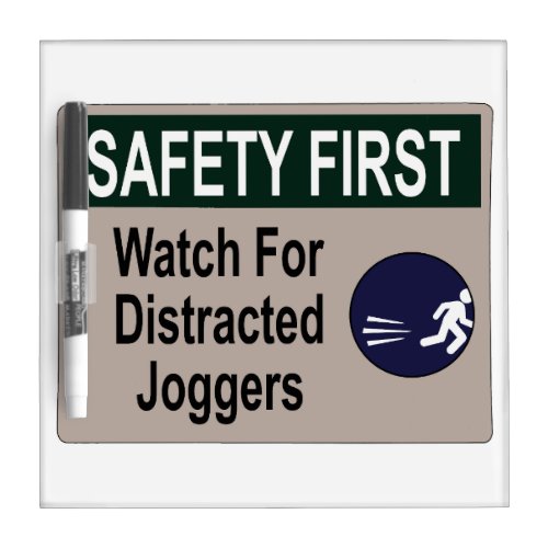 Watch for Distracted Joggers Sign Humor Dry Erase Board