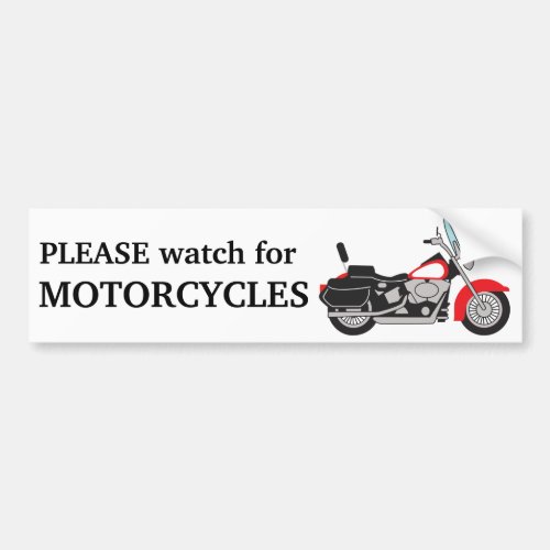 Watch For Motorcycles Bumper Sticker