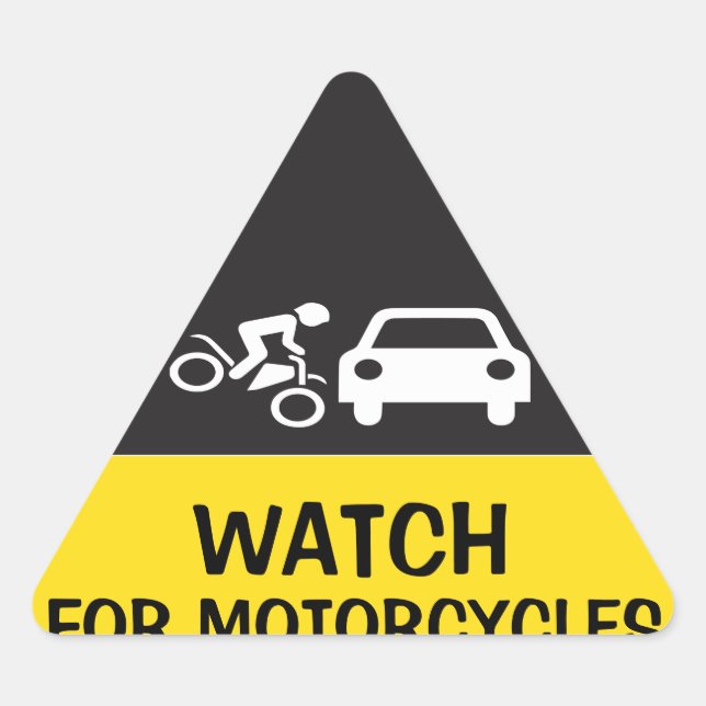 WATCH FOR MOTORCYCLES TRIANGLE STICKER (Front)