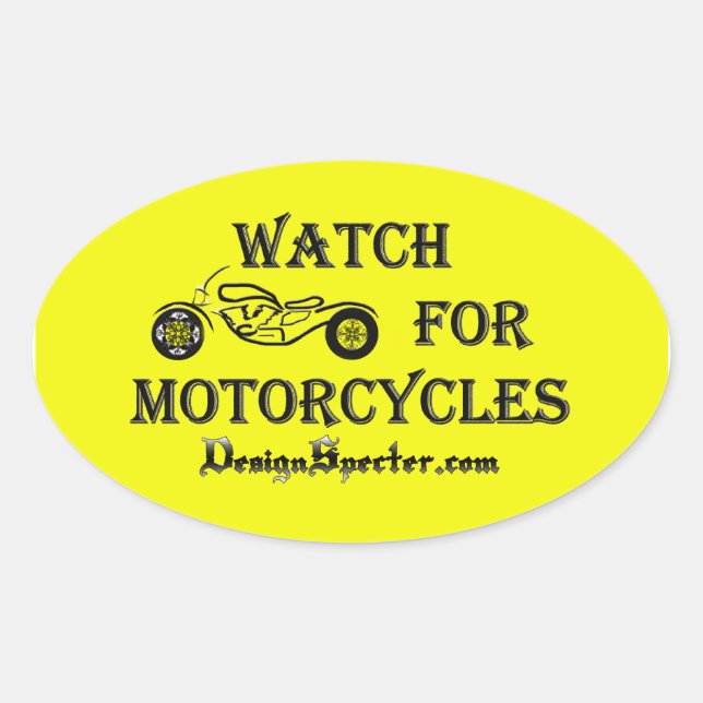 Watch For Motorcycles Yellow - Stickers (Front)