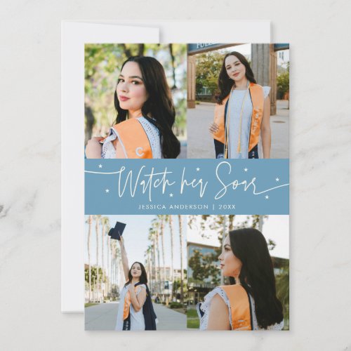 Watch Her Soar Multi Photo Denim Blue Grad Announcement