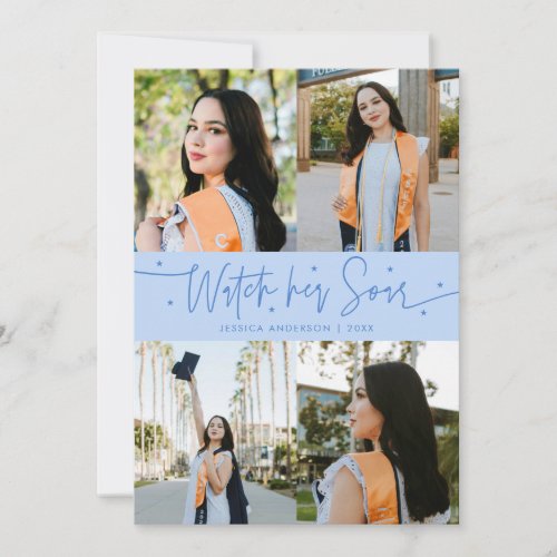 Watch Her Soar Multi Photo Icy Blue Grad Announcement