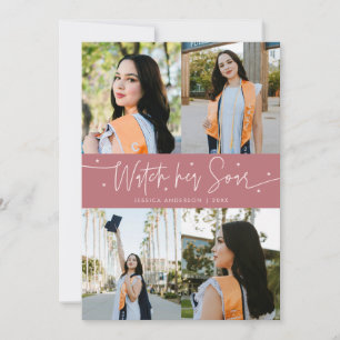 Watch Her Soar Multi Photo Pink Grad Announcement