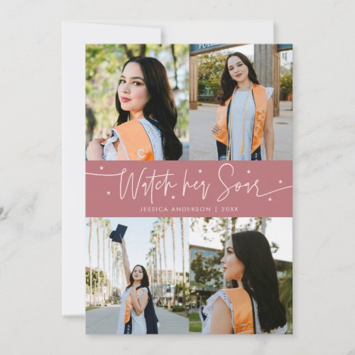 Watch Her Soar Multi Photo Pink Grad Announcement
