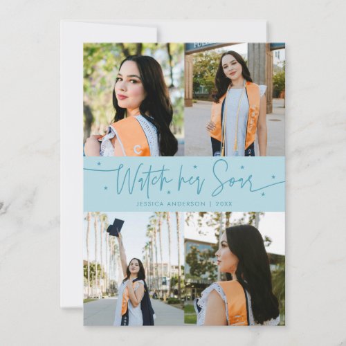 Watch Her Soar Multi Photo Turquoise Grad Announcement
