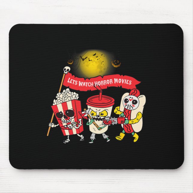 Watch Horror Movies Halloween Funny Ghost Skeleton Mouse Pad (Front)