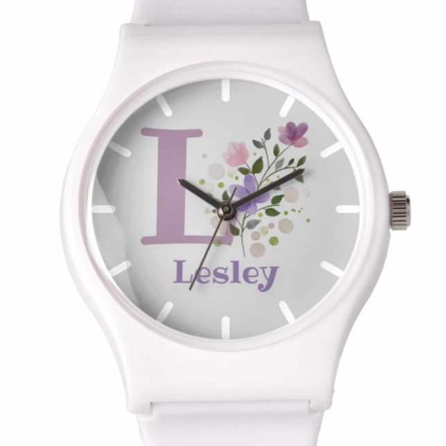 Watch in a Floral Design with Name & Initial (Creator Uploaded)