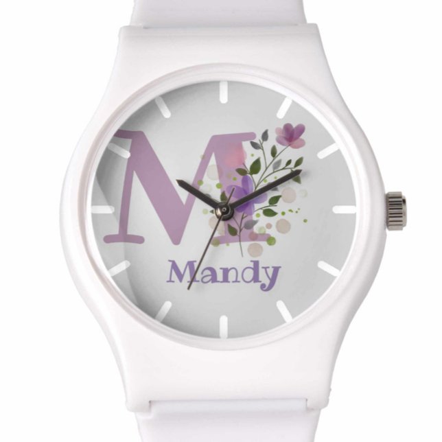 Watch in a Floral Design with Name & Initial (Creator Uploaded)