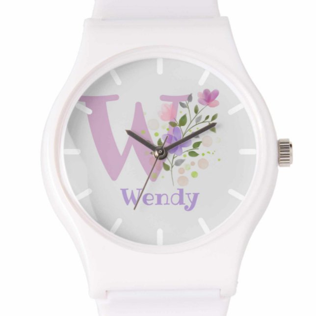 Watch in a Floral Design with Name & Initial (Creator Uploaded)