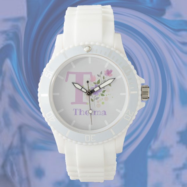 Watch in a Floral Design with Name & Initial (Creator Uploaded)