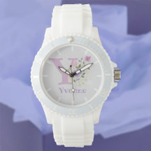 Watch in a Floral Design with Name & Initial