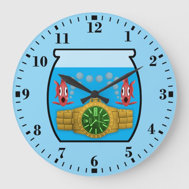 Watch in fish bowl large clock (Front)