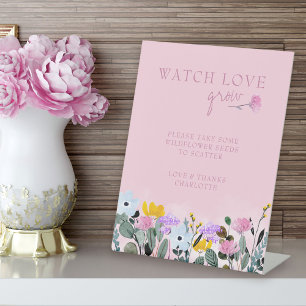 Watch Love Grow Wildflower Seed Favors Pedestal Sign