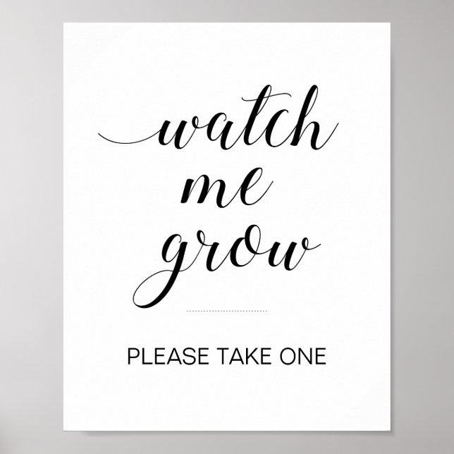 Watch Me Grow Baby Shower Botanical Favors Sign (Front)