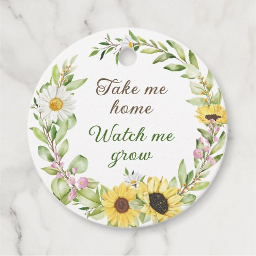Watch Me Grow Baby Shower Sprinkle Sunflower Seed Favor Tags
