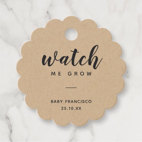 Watch Me Grow Baby Shower Thank You Neutral Plant Favor Tags