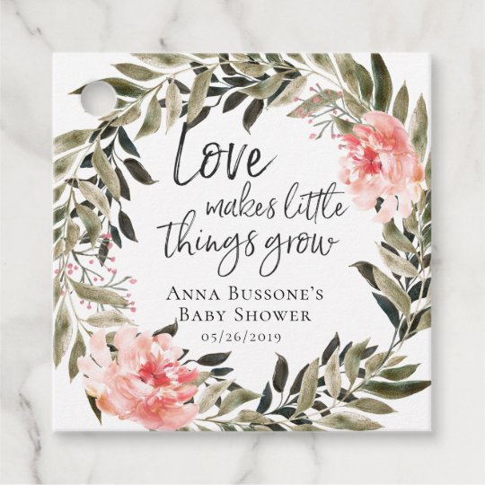 Watch Me Grow Bronze Coral Baby Shower Favor Tag Zazzle Com